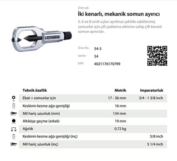 Kukko 54-3 Somun Patlatma 17-36 mm
