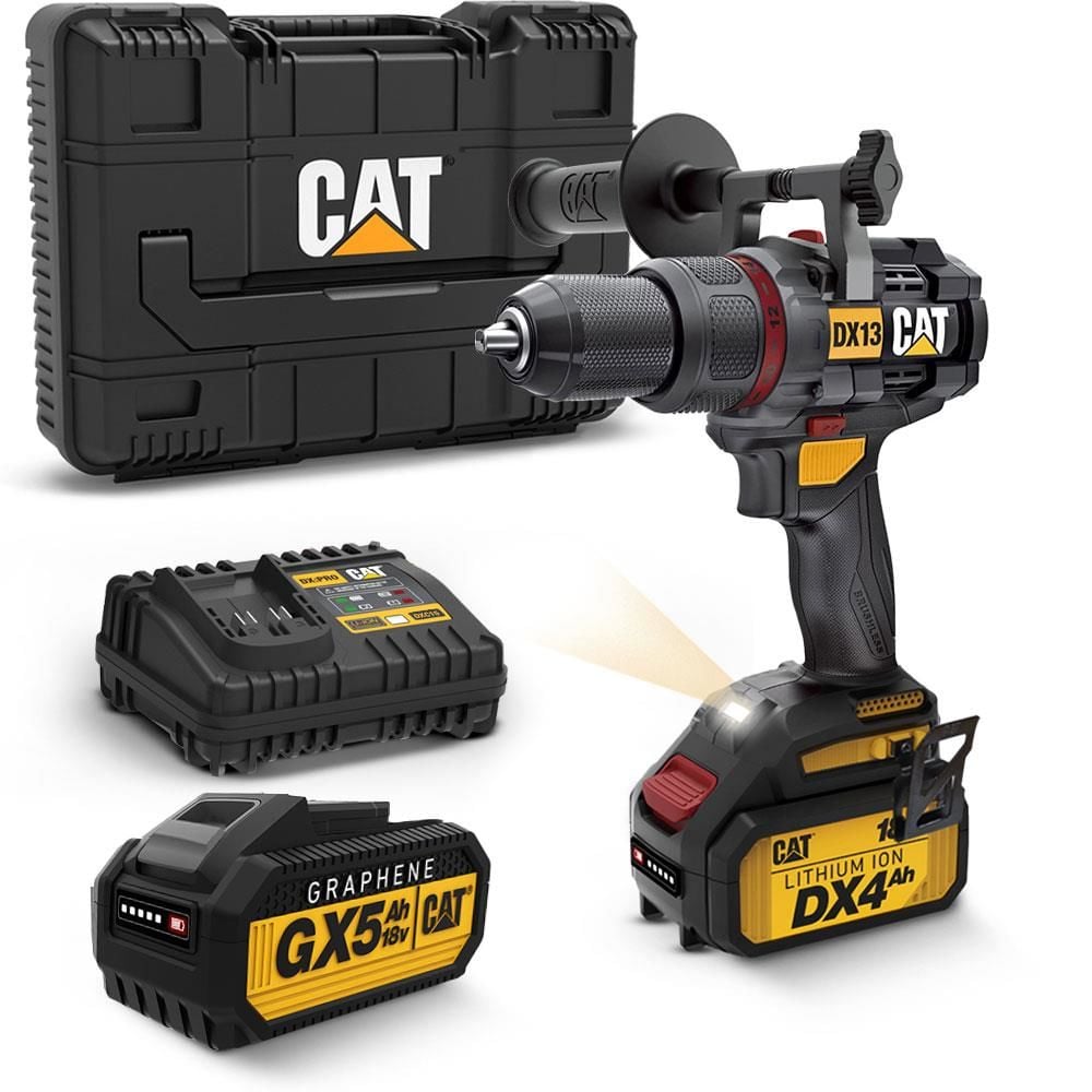 CAT DX13X Çift Akülü Darbeli Matkap 18Volt/4.0Ah + 5.0Ah. Graphene Akü Hediye