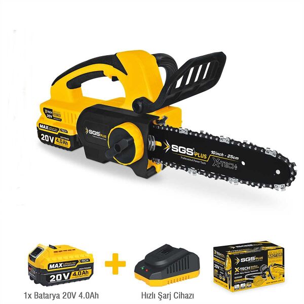 SGS SGS5320 Kömürsüz Motorlu Akülü Ağaç Kesme Testeresi | 20V 1×4.0Ah – 25 cm Pala