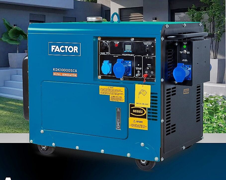 Factor KDK10000SCA Otomatik Kabinli Dizel Jeneratör 9,4 Kwa Marşlı