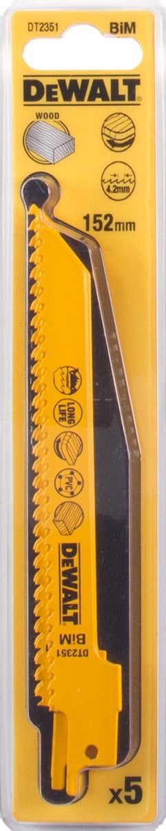 Dewalt Dt2351 Ahşap Kesim Tilki Kuyruğu Testere Bıçağı Ahşap,Plastik 5 Adet