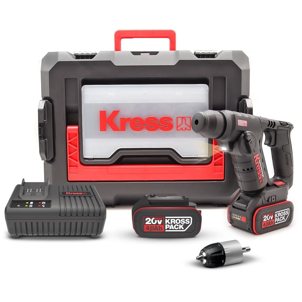 Kress KUC50.2 Çift Akülü Profesyonel SDS-Plus Pnömatik Matkap 20Volt/4.0Ah. - 1.7J + 10mm Mandren