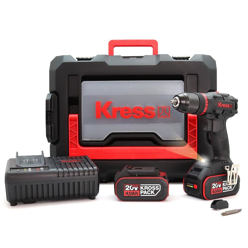 Kress KUC30 Çift Akülü Şarjlı Darbeli Matkap 20Volt/4.0Ah