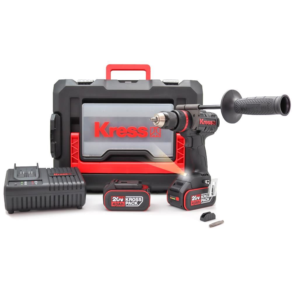 Kress KUC35 Çift Akülü Şarjlı Darbeli Matkap 20Volt/4.0Ah
