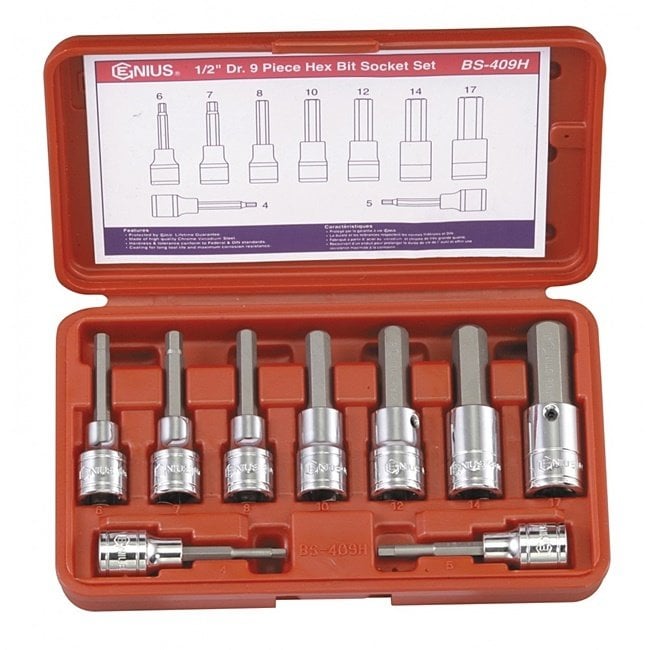 Genius 4-17 mm Altı Köşe Kromajlı Lokmalı Allen Takımı 1/2''