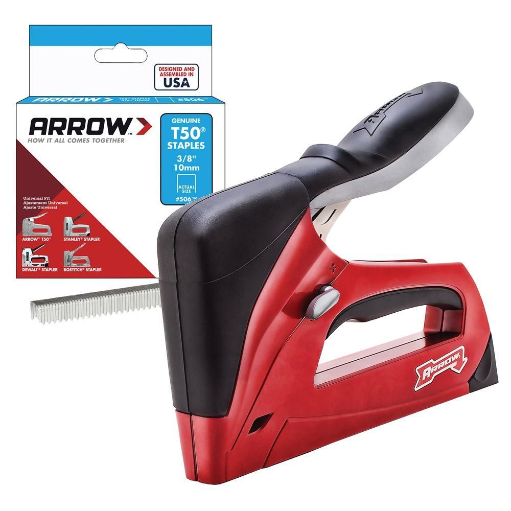 Arrow T50RED Profesyonel Mekanik Zımba ve Çivi Tabancası + 1250 Adet Zımba 6-14mm Zımba - 15-25mm Çivi