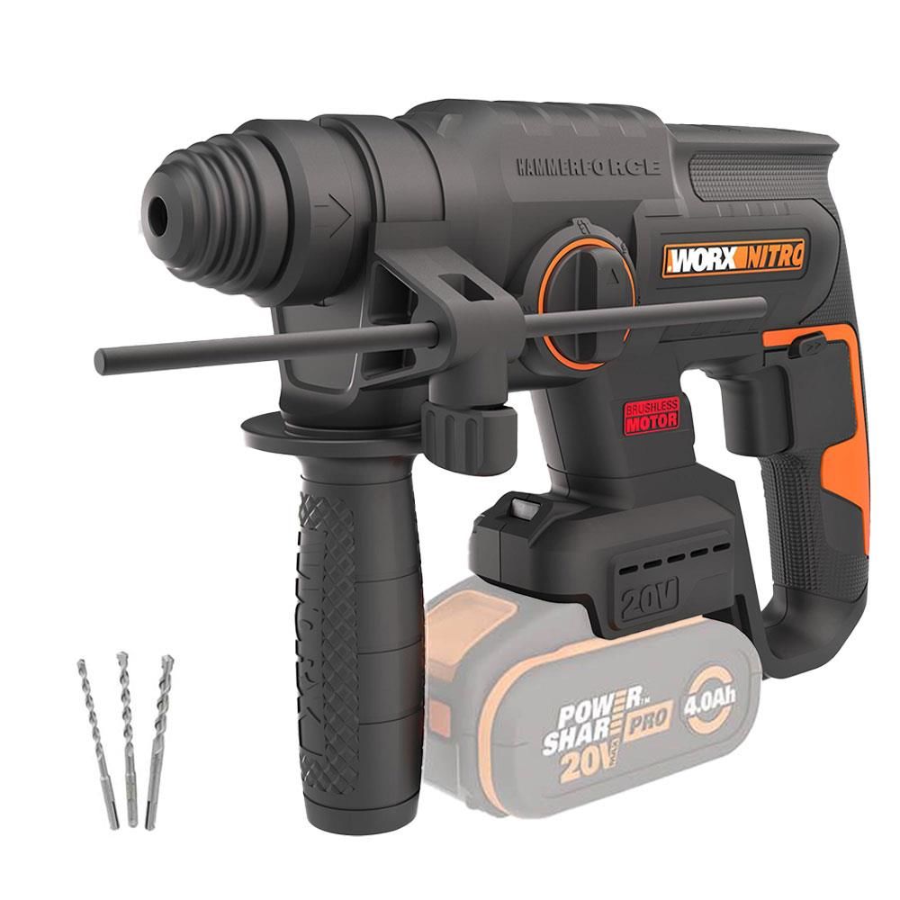 WORX WX381.9 Pnömatik Kırıcı ve Delici SDS-Plus 20Volt 2J + 3 Parça Delme Ucu (Akü Dahil Değildir)