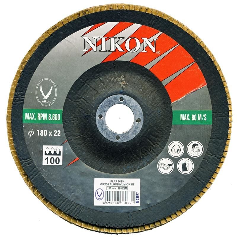 Nikon Alüminyum Oksit Flap Disk 180mm 80 Kum 10 Adet