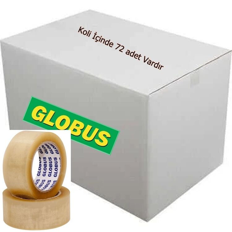 Globus 72 Adet Acrilic Şeffaf Koli Bandı 45mmx100mt - Dayanıklı Yapışkan