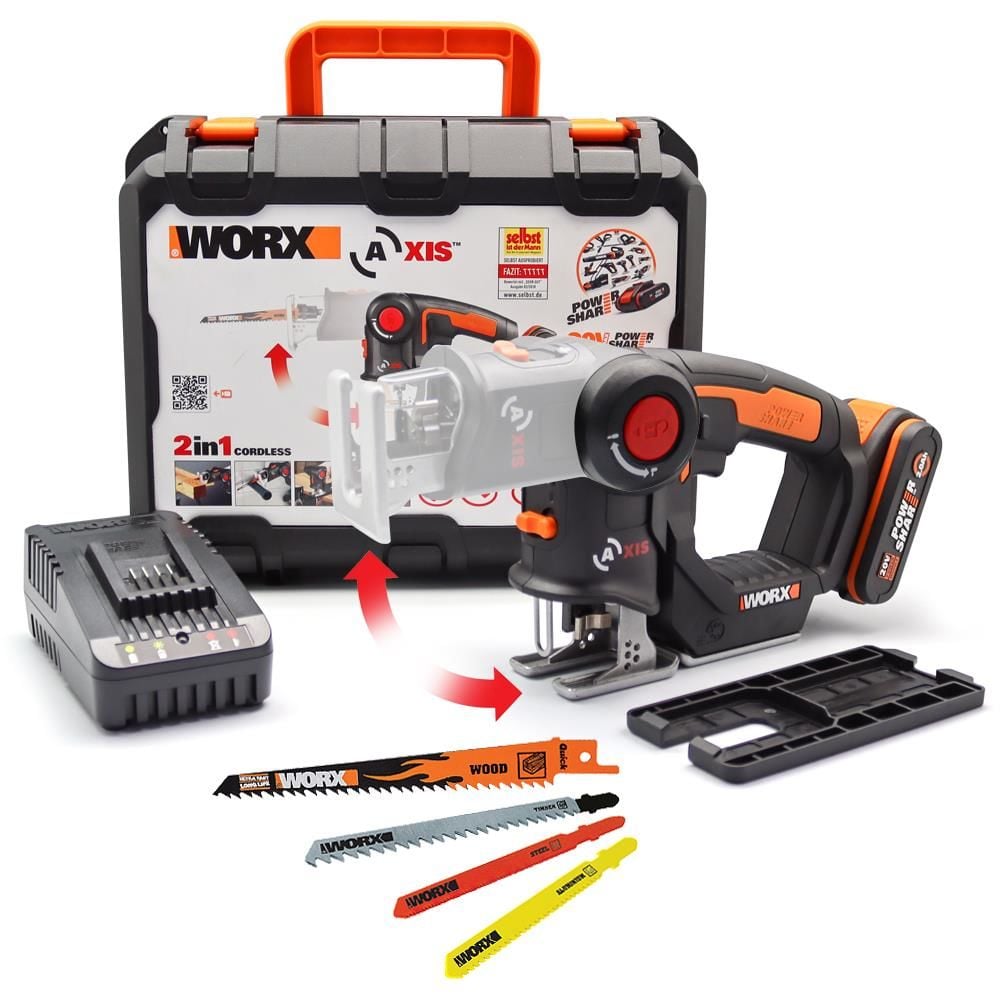 WORX WX550 Profesyonel Dekupaj ve Tilki Kuyruğu Testere 20Volt 2.0Ah.