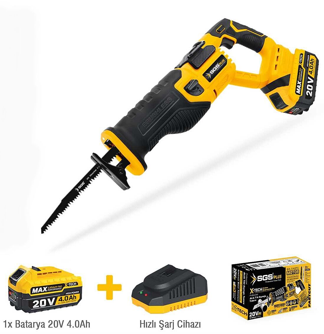 SGS 5565 Akülü Tilki Kuyruğu Testere Seti 20V - 4,0 Ah x 185 mm