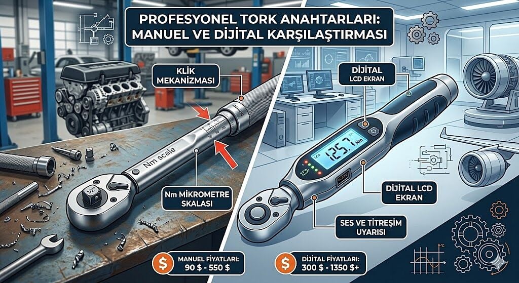 Profesyonel Manuel ve Dijital Tork Anahtarları Fiyatları ve Modelleri