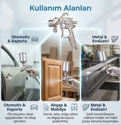 Spraytech 212ST.LN Leon Alt Depolu Havalı Boya Tabancası - Profesyonel Seri