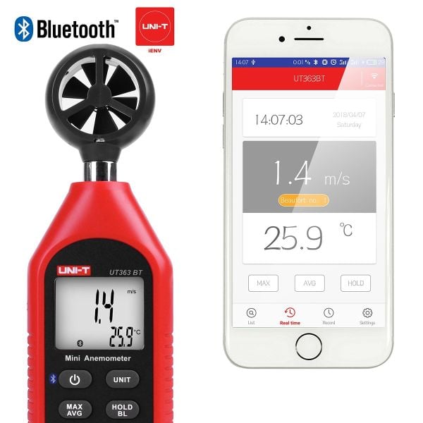 Unı-T UT363BT Bluetooth Bağlantılı Mini Rüzgar Ölçer