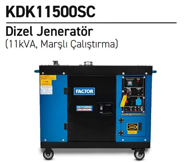 Factor KDK11500SC Monofaze Dizel Jeneratör 11 kVA Marşlı