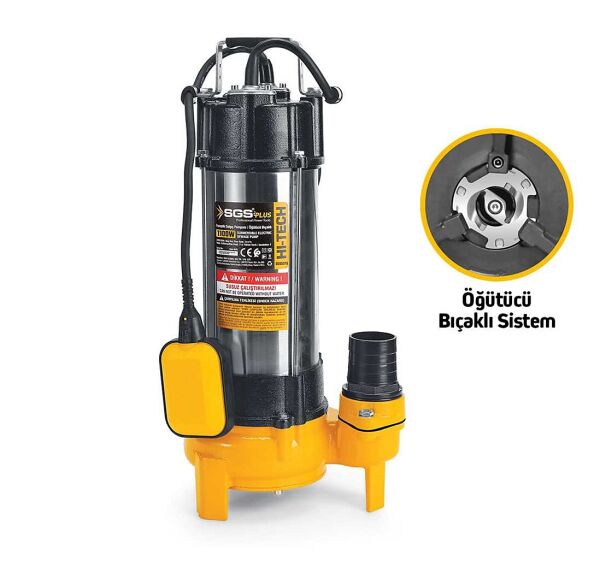 SGS SGS5375 İnox Foseptik Dalgıç Pompa Kirli Su 1100W / 1.5Hp - Öğütücü Bıçaklı