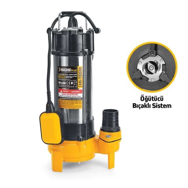 SGS SGS5376 İnox Foseptik Dalgıç Pompa Kirli Su 1500W / 2.0 Hp - Öğütücü Bıçaklı