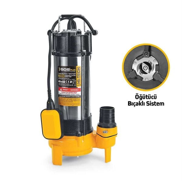 SGS SGS5377 İnox Foseptik Dalgıç Pompa Kirli Su 2200W / 3.0 Hp - Öğütücü Bıçaklı