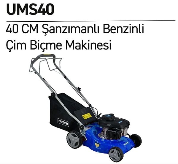 Factor UMS40 400 mm Şanzımanlı Benzinli Çim Biçme Makinası – Yüksek Performans