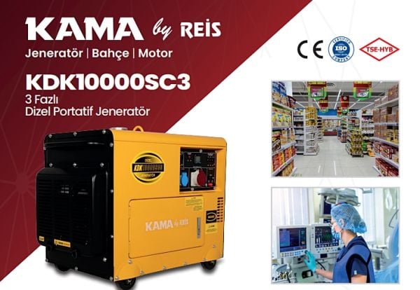 Kama By Reis KDK10000SC3 Dizel Jeneratör 9,4 kVA Trifaze