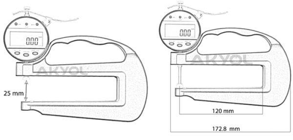 Loyka 5332-25 Geniş Ağızlı Kalınlık Komparatörü 0,001 mm