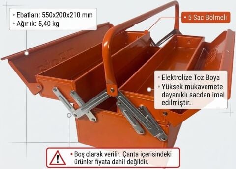 Beta 2120 C20L Metal Takım Çantası Boş 550x200x210 mm