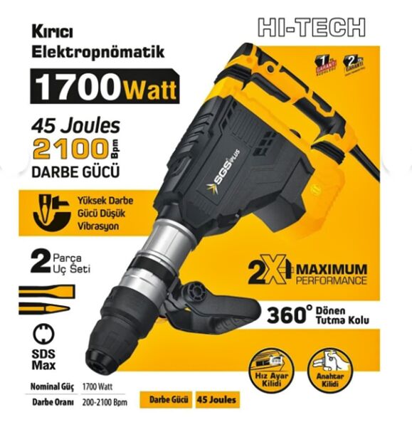 SGS 5186 Elektroprnomatik SDS Max Kırıcı 1700 Watt - 45 J