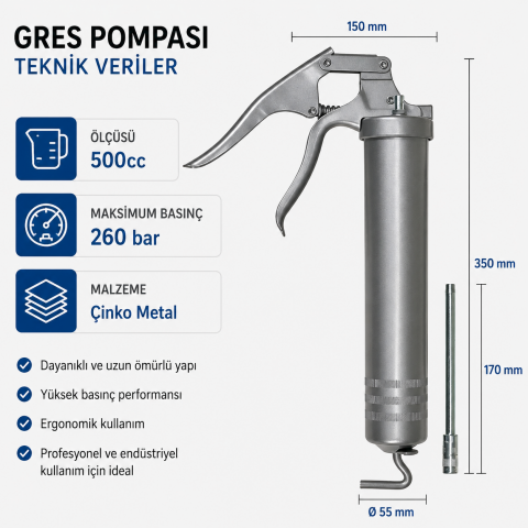 Pressol 12250 Gres Pompası Tabanca Tip 500cc