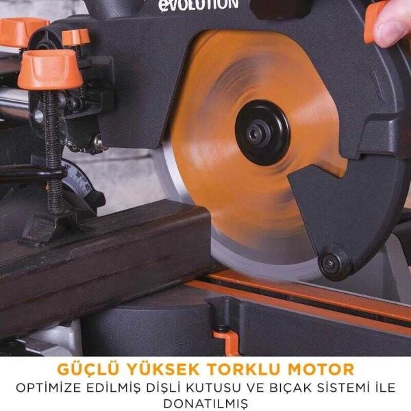Evolution R210SMS+ 210 mm Profesyonel Kızaklı Gönye Kesme Makinesi – 1500 W - Çok Amaçlı Kesim