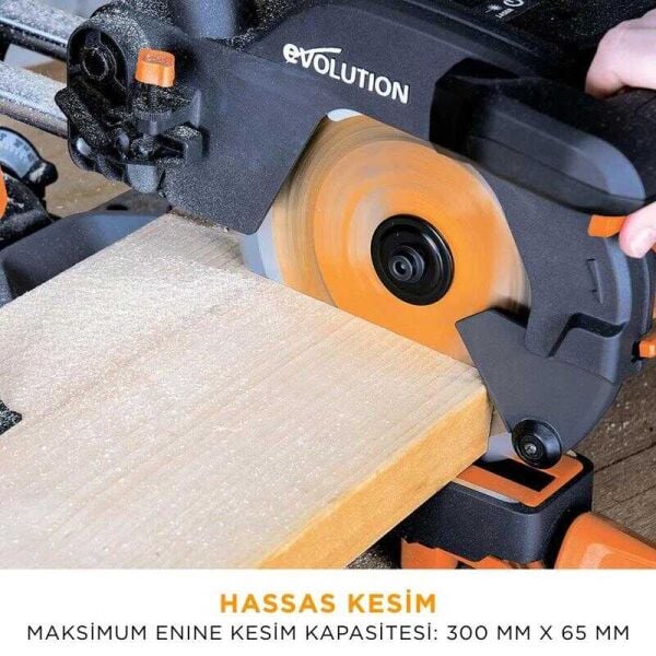 Evolution R210SMS+ 210 mm Profesyonel Kızaklı Gönye Kesme Makinesi – 1500 W - Çok Amaçlı Kesim