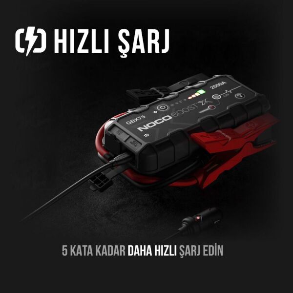 NOCO GBX75 Lityum Akü Takviye 12V 2500Amp + Powerbank + Led Lamba