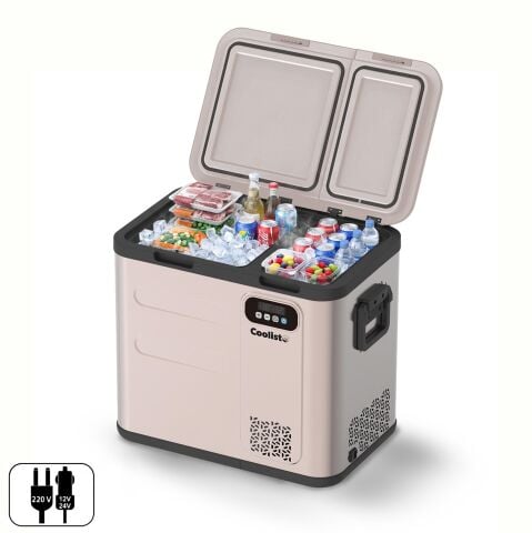Coolist CLK60D 12/24V/220Volt 59 Litre Çift Bölmeli Outdoor Kompresörlü Bluetooth Bağlantılı Oto Buzdolabı