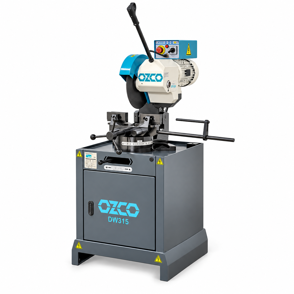 Ozco DW315 Profesyonel Daire Testere Makinesi | Çift Mengene, 1.3–1.8 kW, 380 V