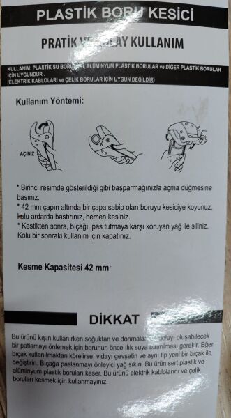 KNC PC309 PPRC Plastik Boru Kesici Makas 42 mm