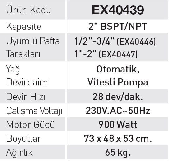 Euromax 2'' Elektrikli Pafta Makinası-900 W