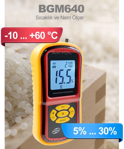 Benetech GM640 Problu Tahıl ve Endüstriyel Nem Ölçer