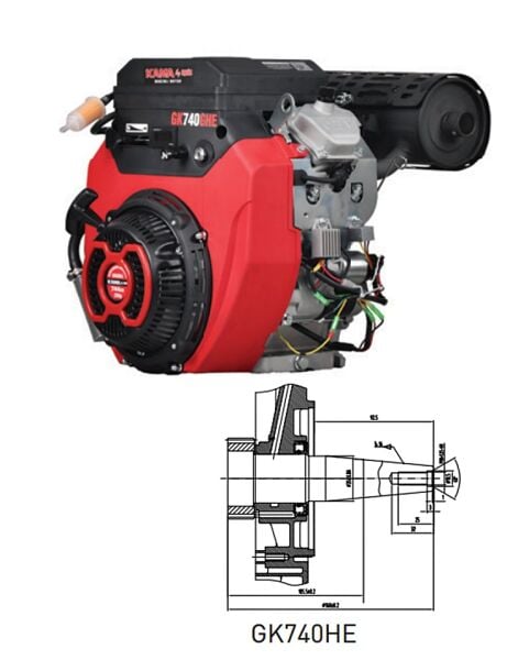 Kama GK740GHE Marşlı/İpli Konik Benzinli Motor 22 hp