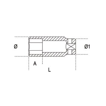 Beta 720L 1/2'' Uzun Havalı Lokma 15 mm