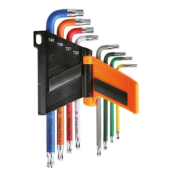 Beta 97BTX-C/SC8 Renk Kodlu Bombeli Torx Allen Anahtar Takımı 8 Parça – Profesyonel TX Alyan Seti