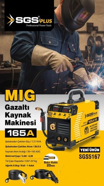 SGS SGS5167 165A MIG Gazaltı Kaynak Makinesi -Profesyonel Güçlü Taşınabilir Endüstriyel Performans