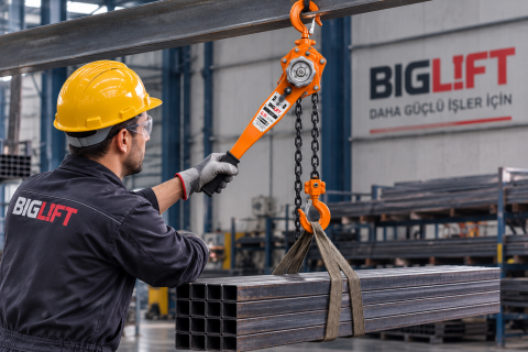 Biglift BIGHUB0.75-1.5 Hubzug Kollu Caraskal 750 kg 1.5 m | Profesyonel Manuel Zincirli Kaldırma Caraskalı