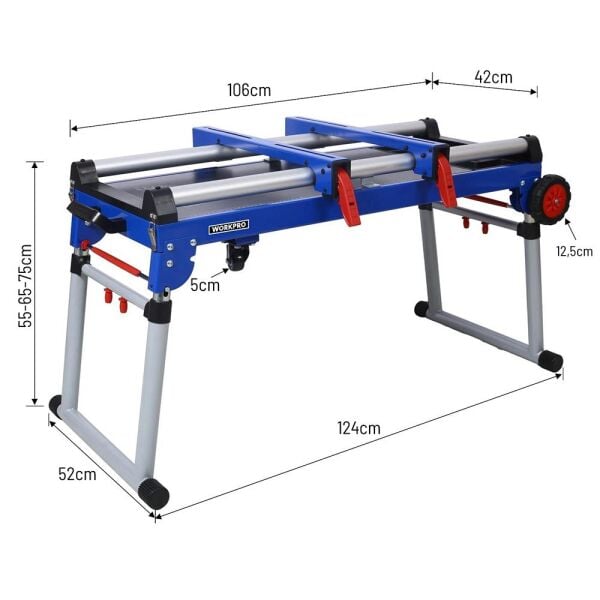 WORKPRO WP289020 4’ü 1 Arada Profesyonel Çalışma Tezgâhı | 150 Kg Kapasiteli, Tekerlekli