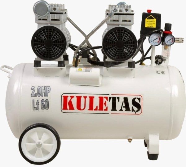 Kuletaş Sessiz Yağsız Kompresör 60 Litre Çift Motor