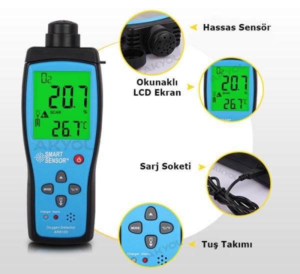 Smart Sensor AR 8100 Oksijen Ölçüm Cihazı