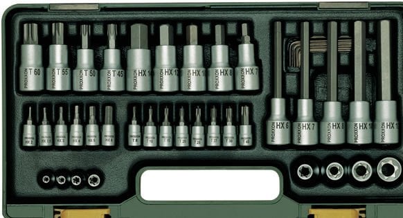 Proxxon 23290 Cırcır Kollu 42 Parça Torx ve Allen Lokma Uç Takımı 1/4'' ve 1/2''