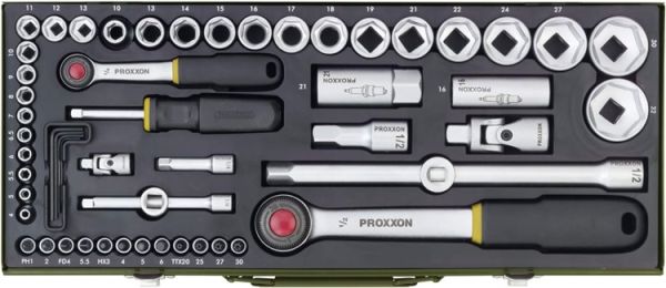 Proxxon 23040 Cırcırlı Kollu 56 Parçalı Lokma ve Bits Takımı 1/4'' ve 1/2''