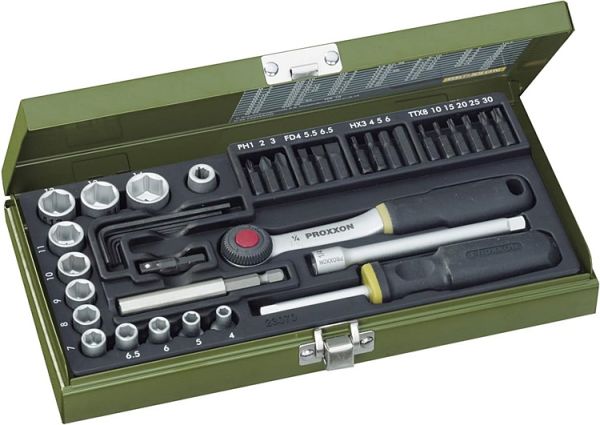 Proxxon 23070 Cırcırlı Kollu 39 Parçalı Lokma ve Bits Takımı 1/4''