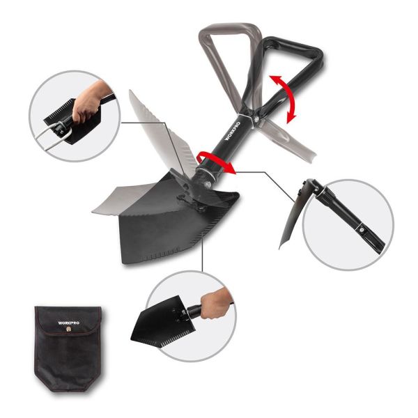 WORKPRO WP335006 Katlanabilir Çok Amaçlı Profesyonel Kamp Küreği 570MM