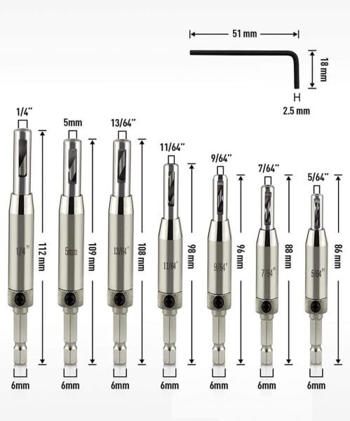 Kendinden Merkezlemeli Matkap Ucu Seti 7 Parça | Menteşe ve Ray Delme Uçları | Rox Wood 0086