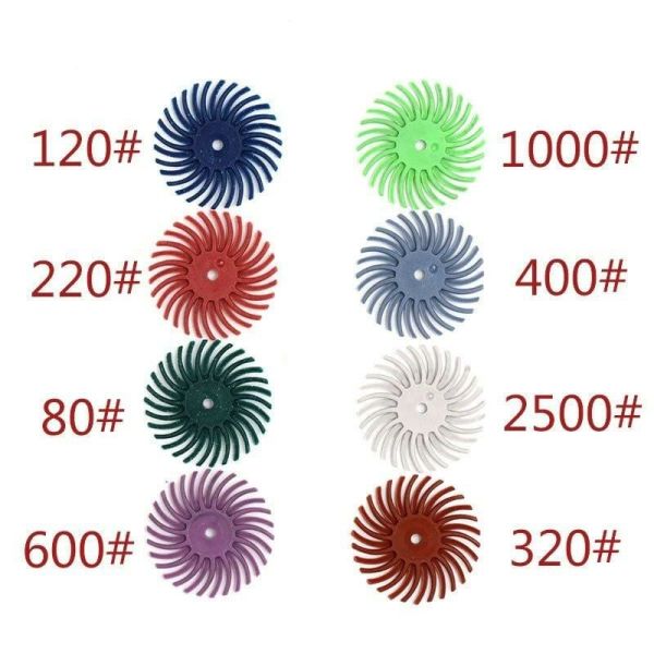 Gravür Polisaj Parlatma Kıl Disk Seti 10 Parça | 25 mm Radyal Zımpara Diskleri | Rox Wood 0085